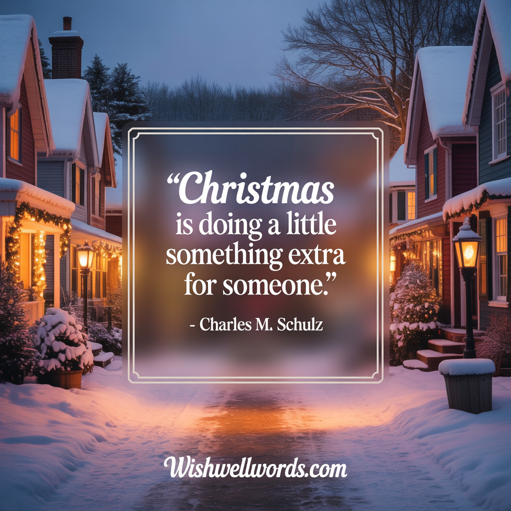 Christmas is doing a little something extra for someone. Charles M. Schulz