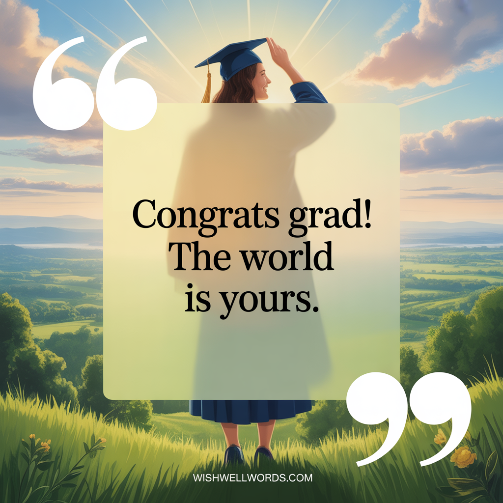 Heartfelt Graduation Congratulations Messages: 100+ Inspirational Wishes to Make Their Day 2 Congrats grad The world is yours