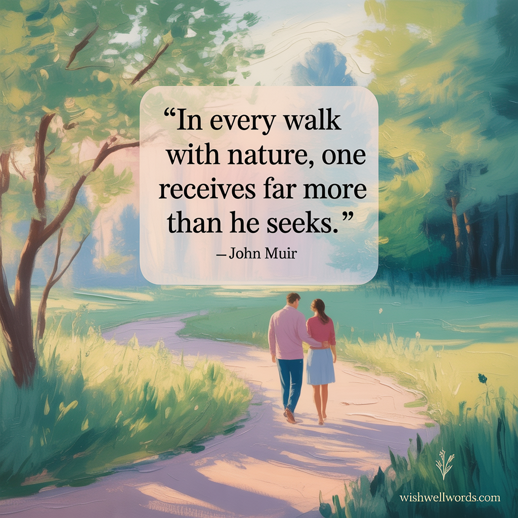 In every walk with nature one receives far more than he seeks John Muir