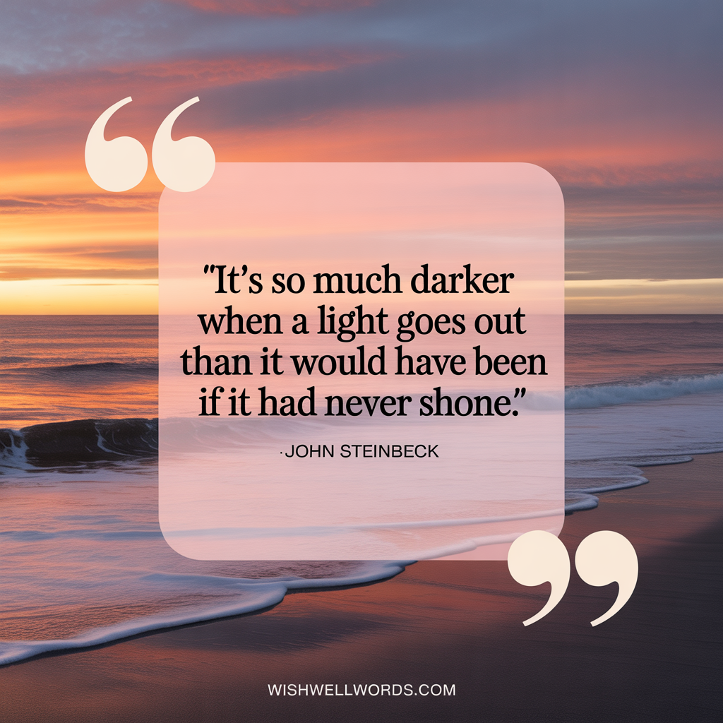 Its so much darker when a light goes out than it would have been if it had never shone. John Steinbeck