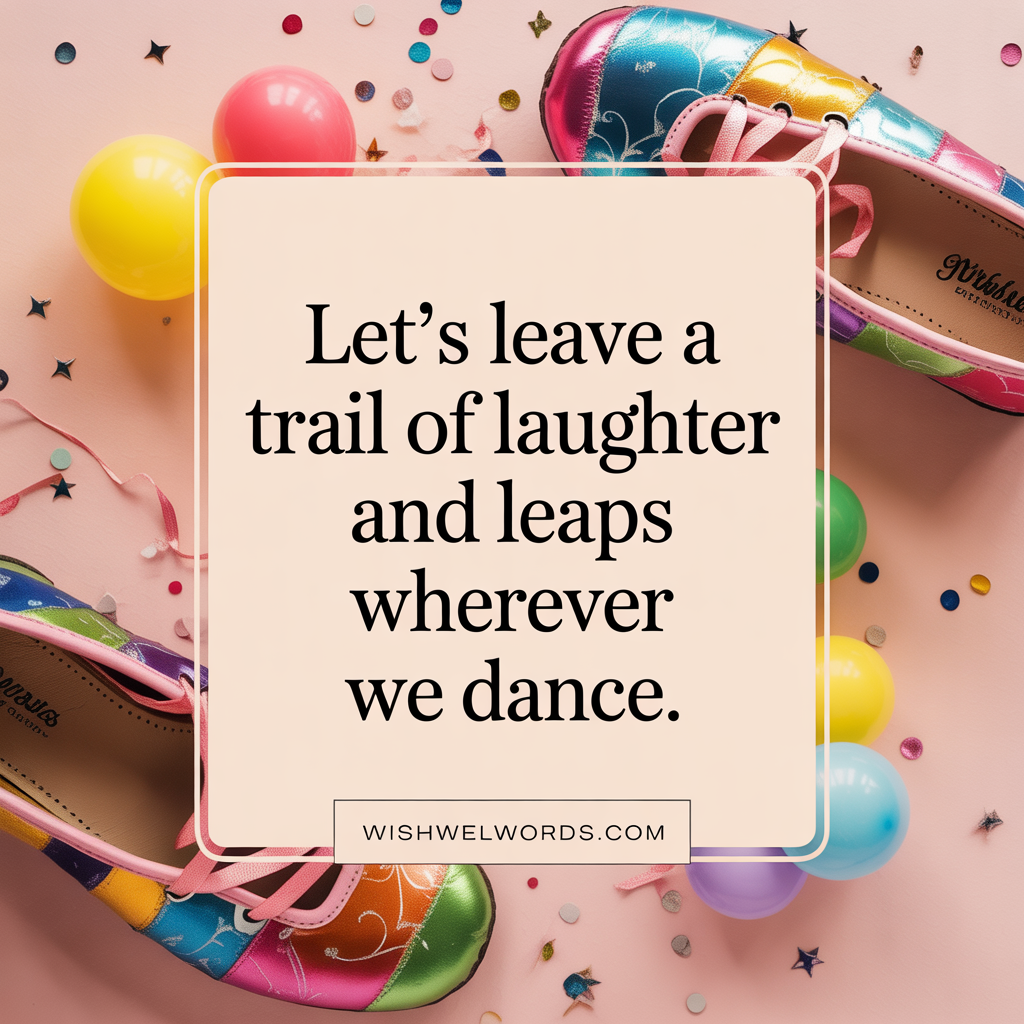 Lets leave a trail of laughter and leaps wherever we dance Unknown