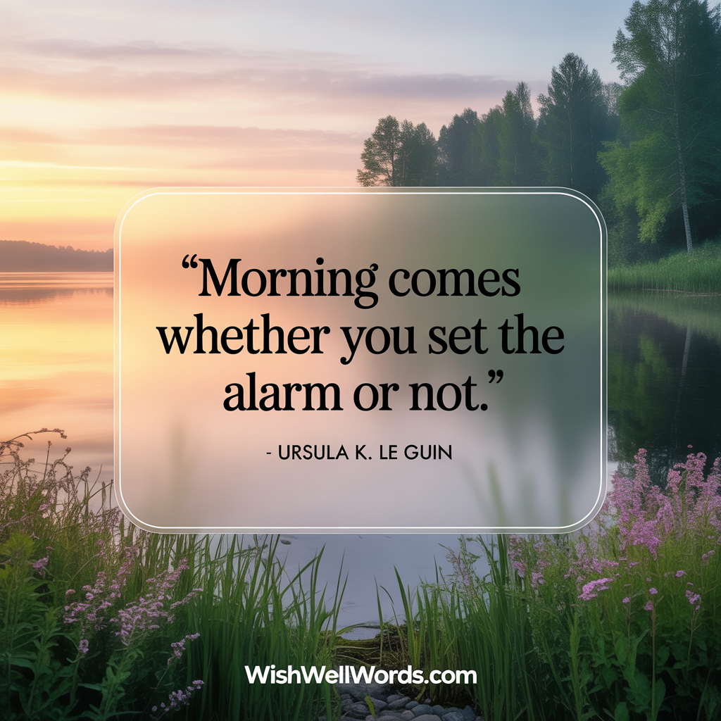 Morning comes whether you set the alarm or not. Ursula K. Le Guin