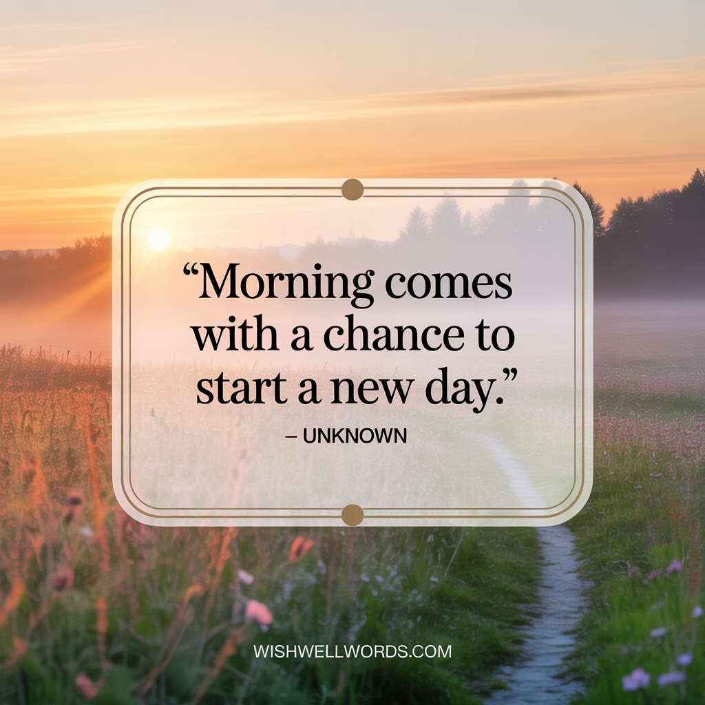 Morning comes with a chance to start a new day. Unknown