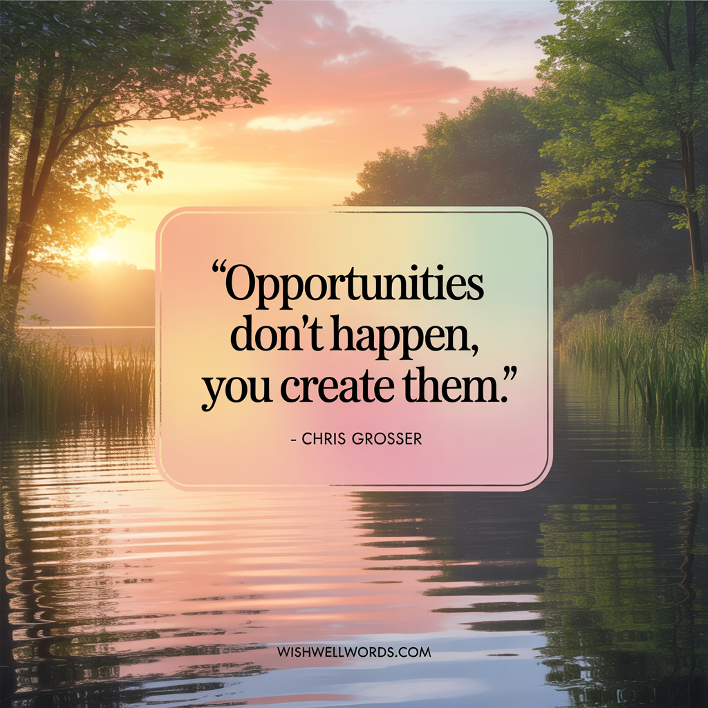 Opportunities dont happen you create them. Chris Grosser