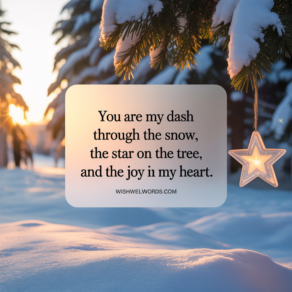 You are my dash through the snow the star on the tree and the joy in my heart