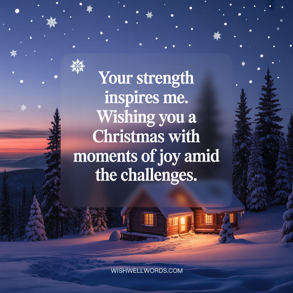 Your strength inspires me. Wishing you a Christmas with moments of joy amid the challenges